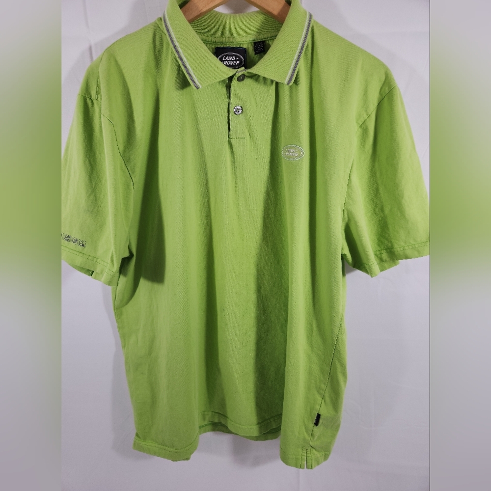Land Rover Mens Large 2XL Green Short Sleeve Polo T Shirt Collared Classic Golf